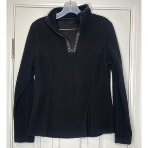 Poivre Blanc Women's 1/4 Zip Fleece Sweater Black‎ Size Medium *read*